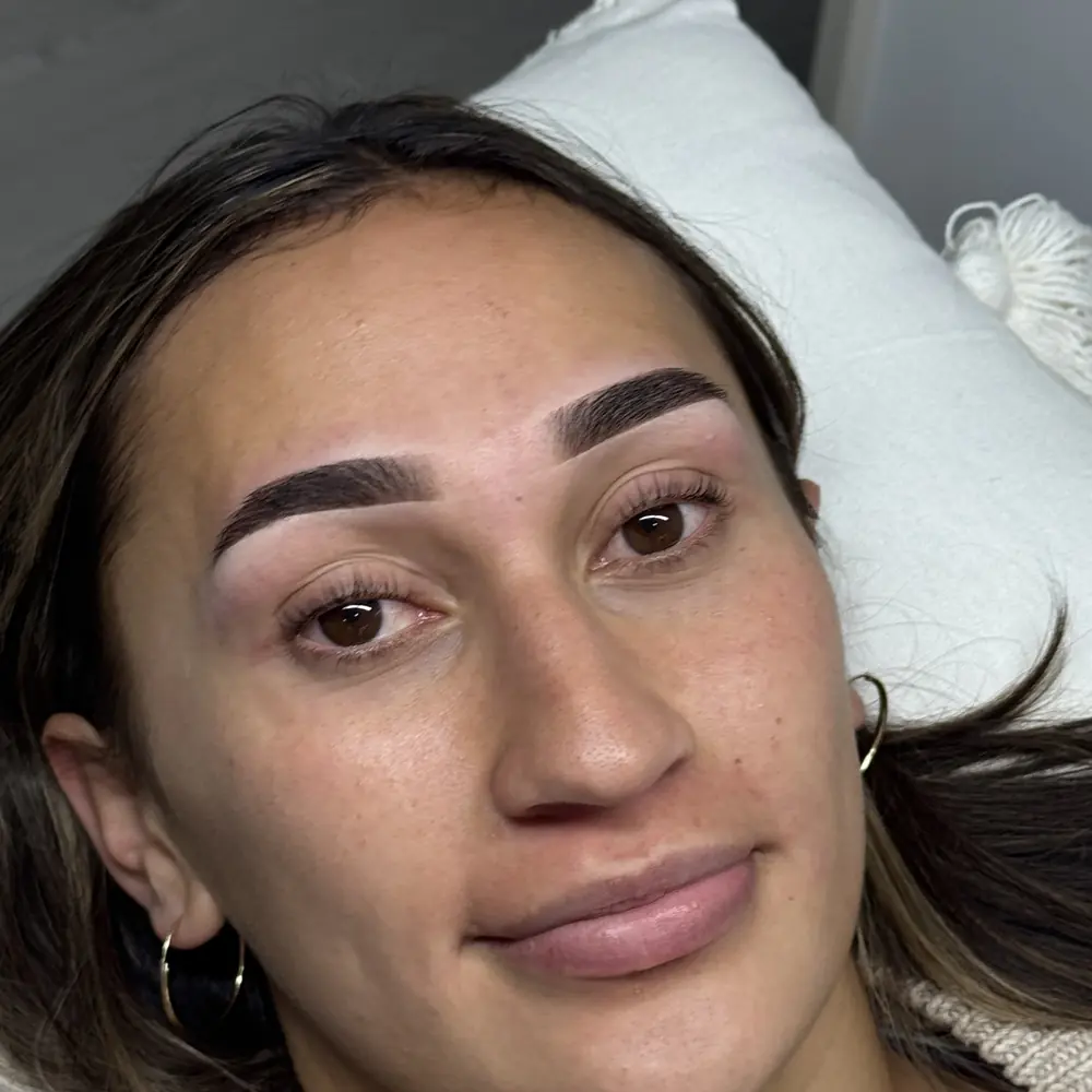 A finished brow with a treatment mask